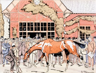 Viewing the Racehorse in the Paddock, c.1905 by E. Thelem